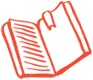 A book icon in red color on transparent background