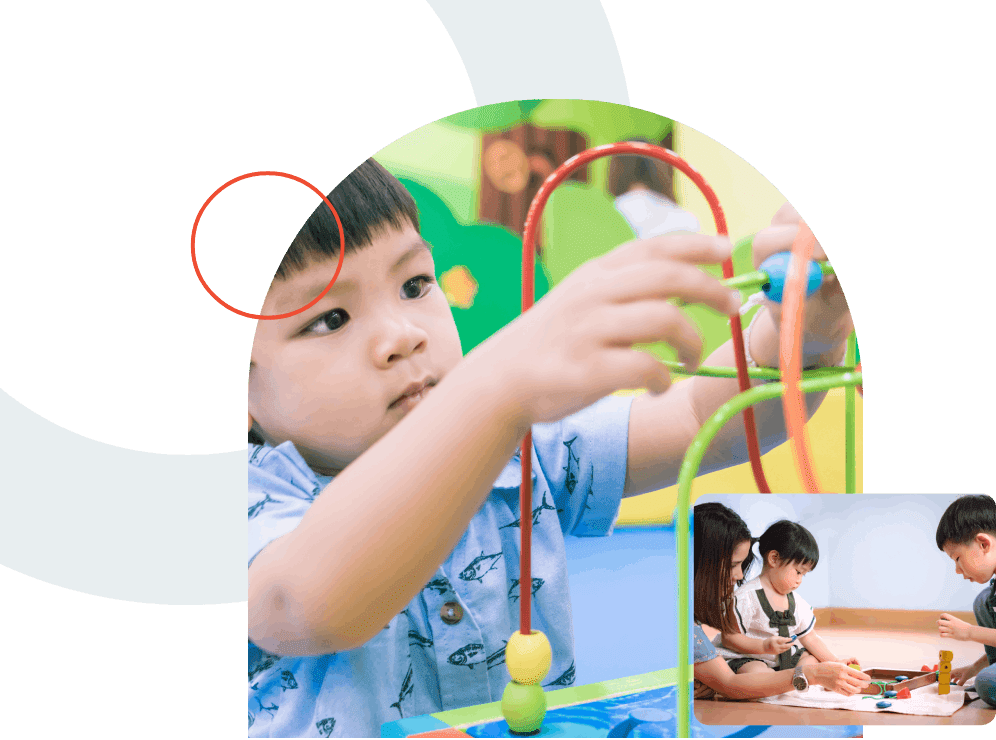 Baby learning to count with colorful toy