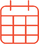 Calendar icon in red color on transparent background