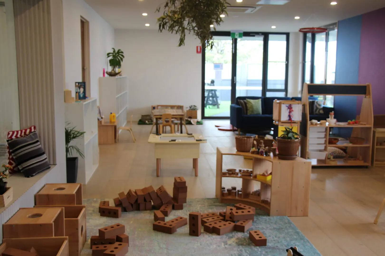 A picture of the small wooden blocks on the floor